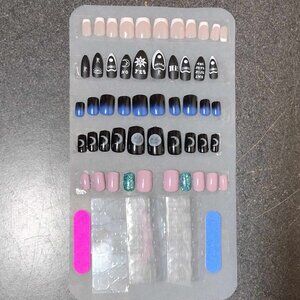 New - 5 sets of Press On Nails with mini files and adhesive gels